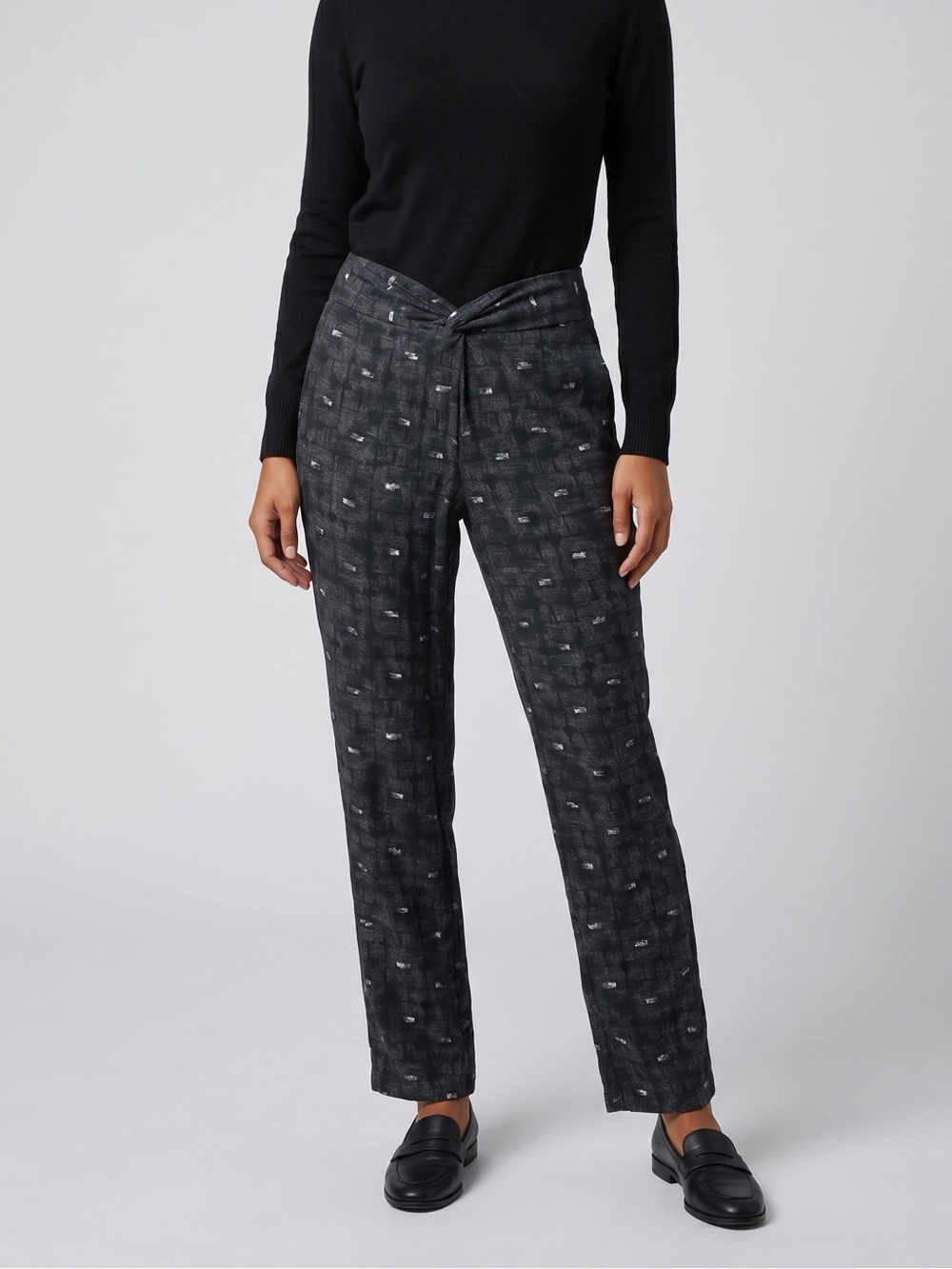 Final Touch Womens Pants XS Twisted Front Pull On Dark Boho Relaxed Retro Y2K